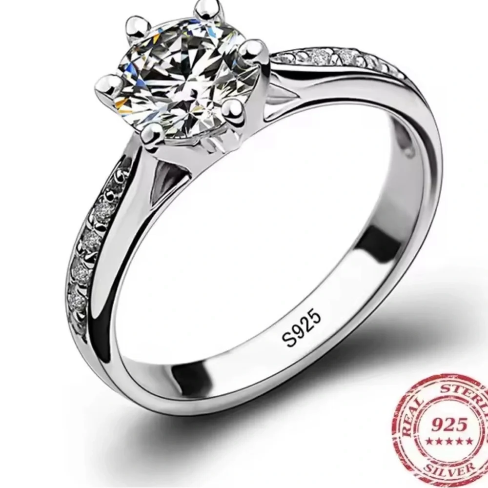 Sterling Silver CZ Diamond Solitaire Ring
